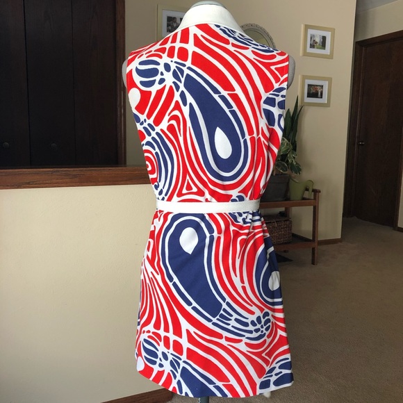 Vintage Psychedelic Red, White & Blue Dress - Picture 3 of 6